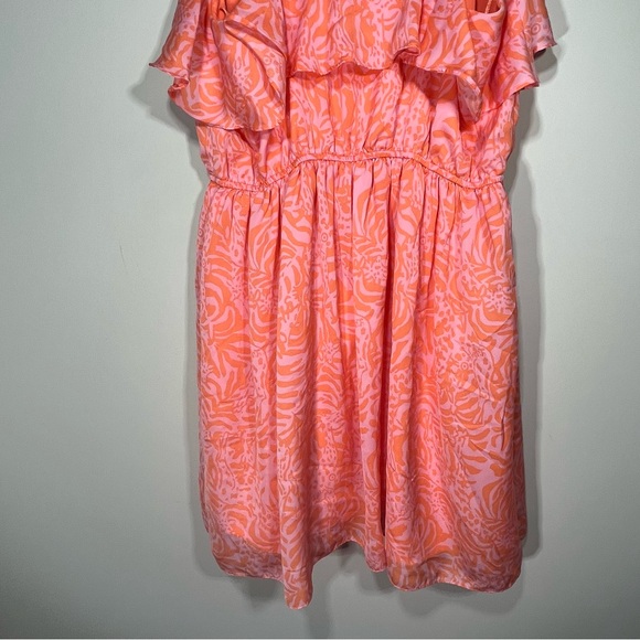 Lilly Pulitzer Vibrant Coral and Pink Dress with Giraffe & Leaf Design - Picture 7 of 13